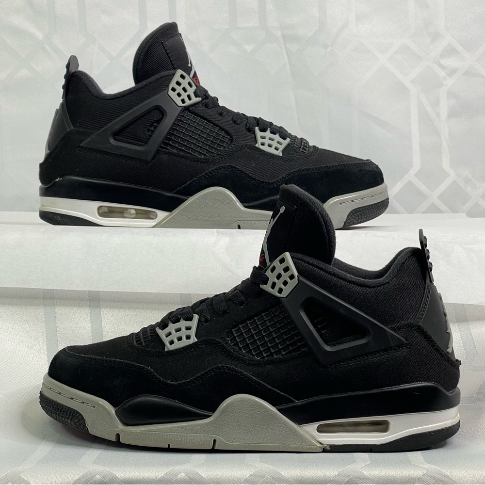 Jordan 4 Retro Black Canvas Light Steel Grey Size 7Y